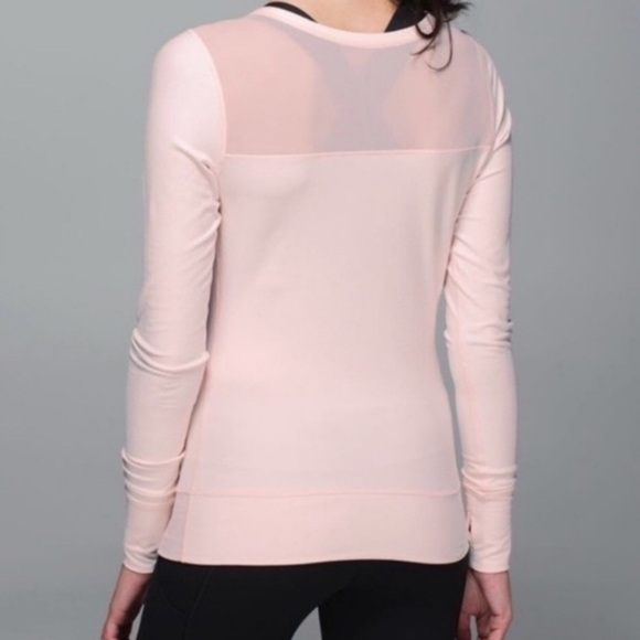 Lululemon Just Breathe Long Sleeve Top Pink Mesh Polka Dot Size Small - Picture 2 of 8